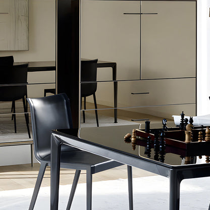 Modern Minimalist Rectangular Square Aluminum Faux Leather Dining Chair Backrest For Dining Room