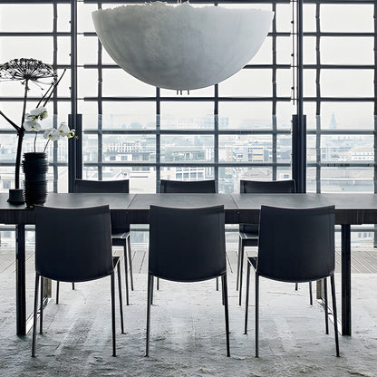 Modern Minimalist Rectangular Square Aluminum Faux Leather Dining Chair Backrest For Dining Room