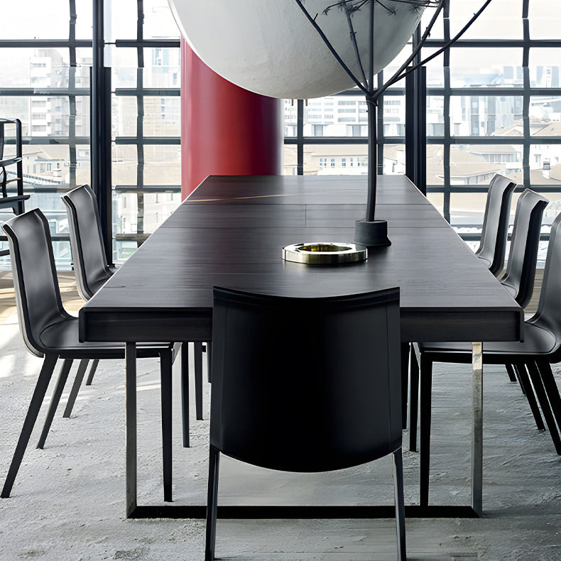 Modern Minimalist Rectangular Square Aluminum Faux Leather Dining Chair Backrest For Dining Room