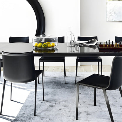 Modern Minimalist Rectangular Square Aluminum Faux Leather Dining Chair Backrest For Dining Room