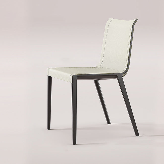 Modern Minimalist Rectangular Square Aluminum Faux Leather Dining Chair Backrest For Dining Room