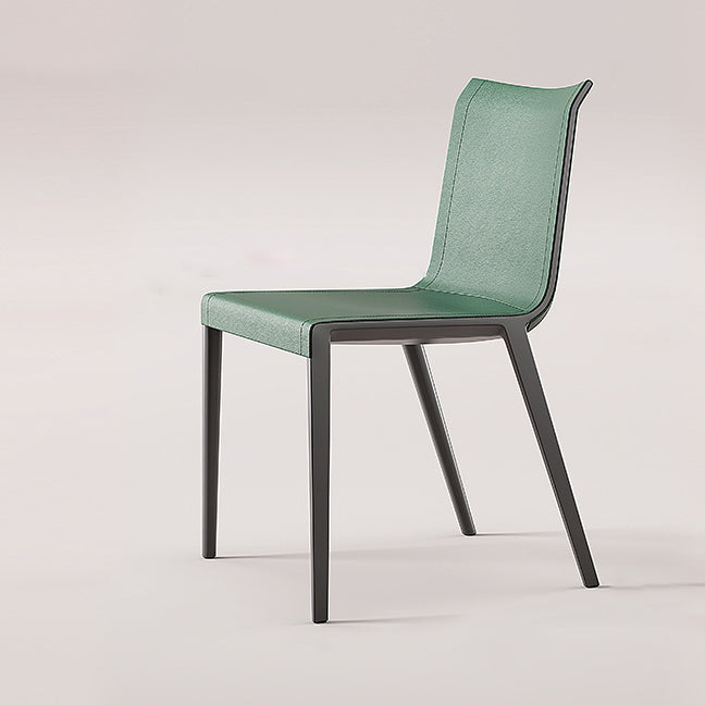 Modern Minimalist Rectangular Square Aluminum Faux Leather Dining Chair Backrest For Dining Room