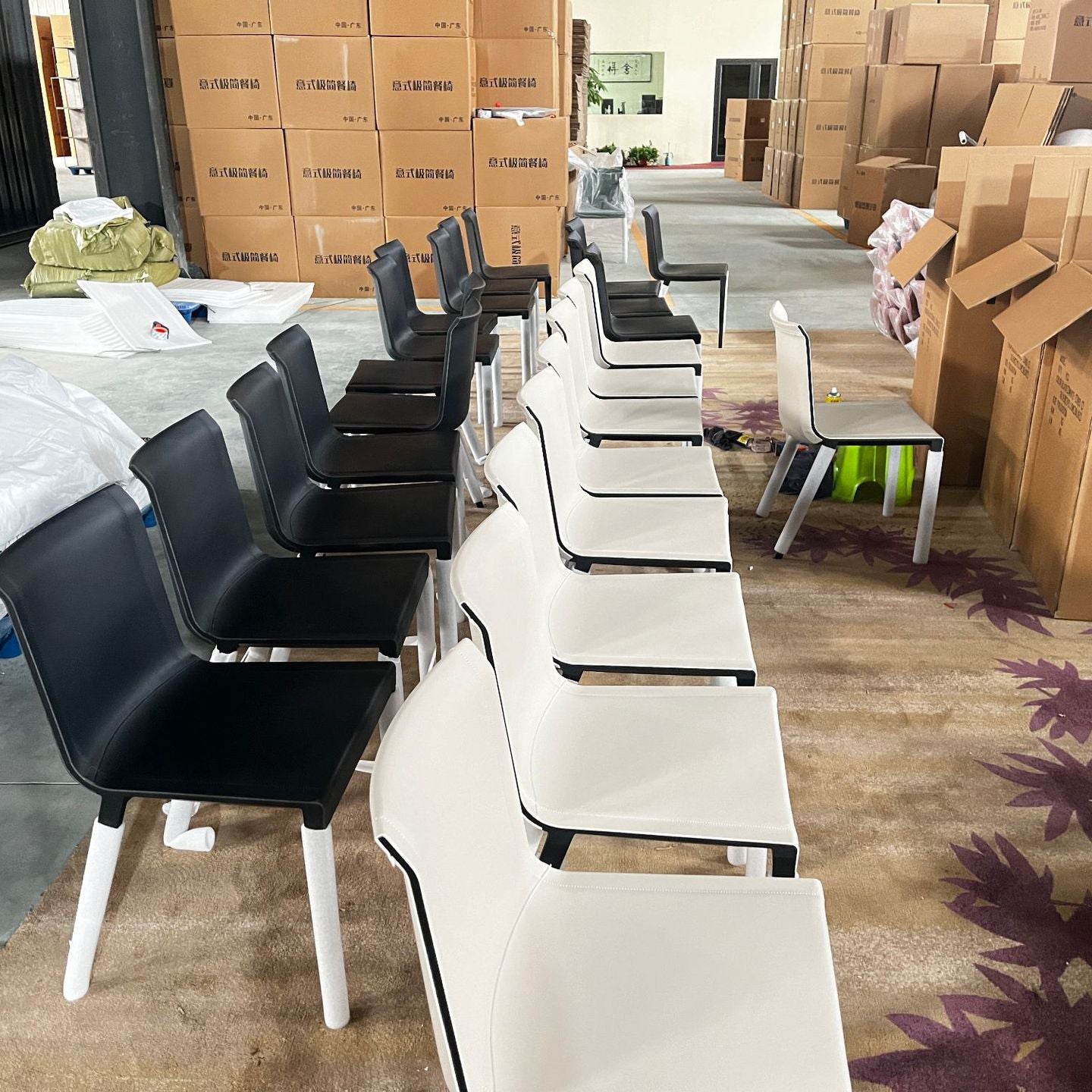 Modern Minimalist Rectangular Square Aluminum Faux Leather Dining Chair Backrest For Dining Room