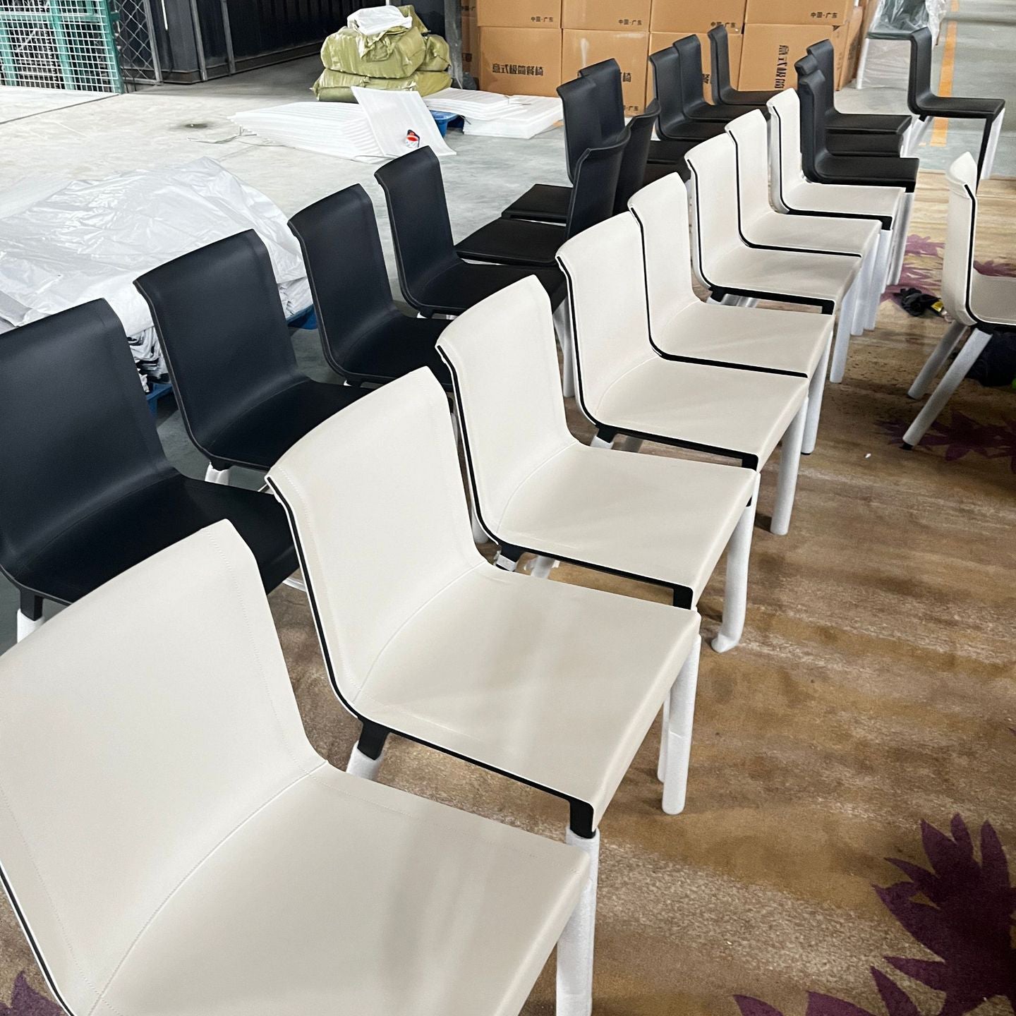 Modern Minimalist Rectangular Square Aluminum Faux Leather Dining Chair Backrest For Dining Room