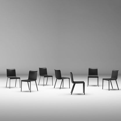 Modern Minimalist Rectangular Square Aluminum Faux Leather Dining Chair Backrest For Dining Room