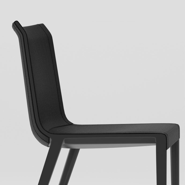 Modern Minimalist Rectangular Square Aluminum Faux Leather Dining Chair Backrest For Dining Room