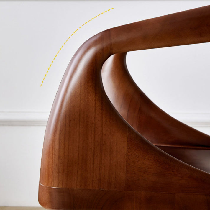 Traditional Vintage Curved Square Wood Dining Chair Backrest Armrest For Dining Room