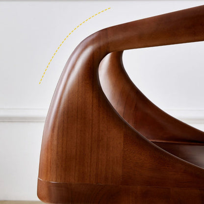 Traditional Vintage Curved Square Wood Dining Chair Backrest Armrest For Dining Room