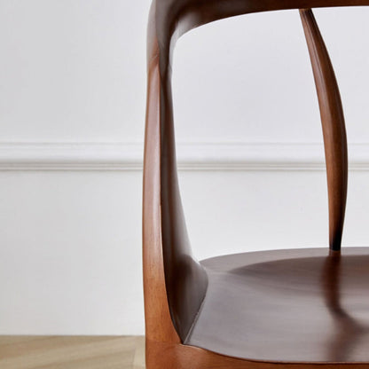 Traditional Vintage Curved Square Wood Dining Chair Backrest Armrest For Dining Room
