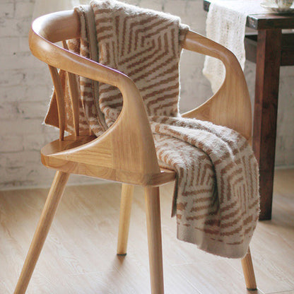 Traditional Vintage Curved Square Wood Dining Chair Backrest Armrest For Dining Room