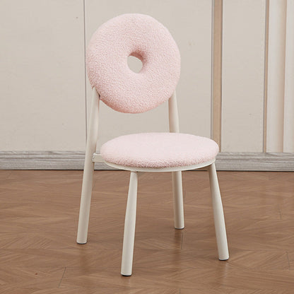 Contemporary Nordic Cream Donut Metal Lambswool Dining Chair Backrest For Dining Room