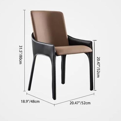 Modern Minimalist Rectangular Metal Microfiber Leather Dining Chair Backrest Armrest For Dining Room
