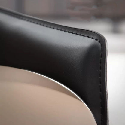 Modern Minimalist Rectangular Metal Microfiber Leather Dining Chair Backrest Armrest For Dining Room