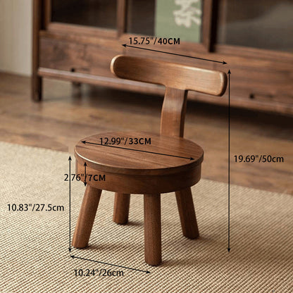 Modern Minimalist Swivel Kids Round Wood Chair Backrest For Living Room