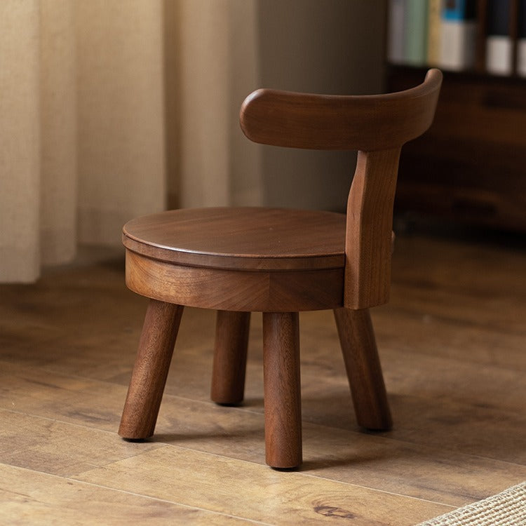 Modern Minimalist Swivel Kids Round Wood Chair Backrest For Living Room