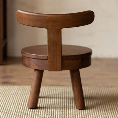 Modern Minimalist Swivel Kids Round Wood Chair Backrest For Living Room