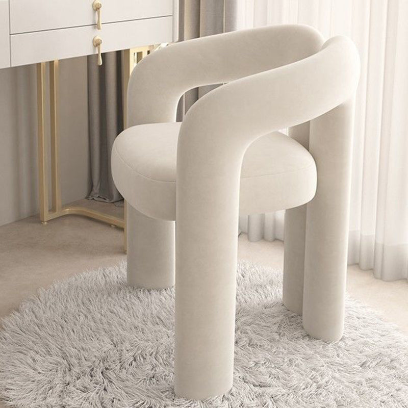 Contemporary Nordic Cream Trapezoidal Triangle Metal Velvet Vanity Stool Backrest Armrest For Bedroom
