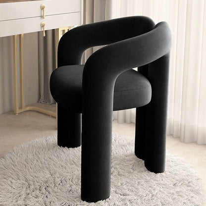 Contemporary Nordic Cream Trapezoidal Triangle Metal Velvet Vanity Stool Backrest Armrest For Bedroom