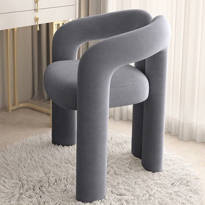 Contemporary Nordic Cream Trapezoidal Triangle Metal Velvet Vanity Stool Backrest Armrest For Bedroom