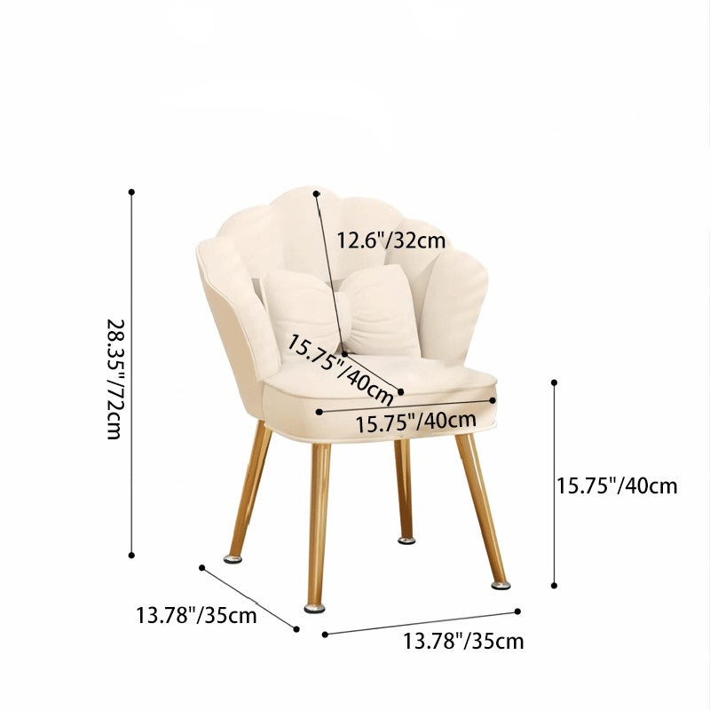 Modern Art Deco Petal Square Velvet Wood Vanity Stool Backrest Armrest For Bedroom