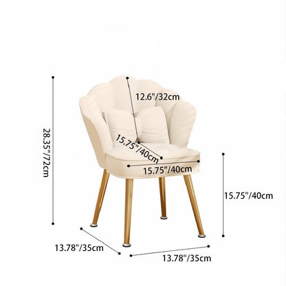 Modern Art Deco Petal Square Velvet Wood Vanity Stool Backrest Armrest For Bedroom