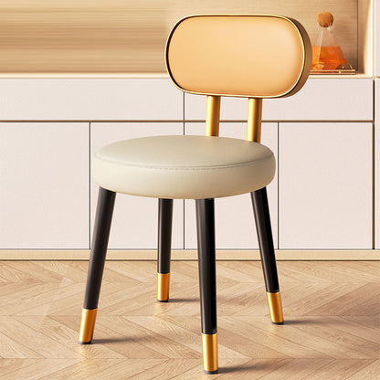 Contemporary Nordic Round Rectangular Carbon Steel Napa Leather Dining Chair Backrest For Dining Room