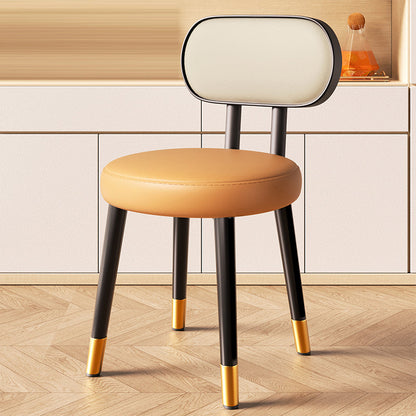 Contemporary Nordic Round Rectangular Carbon Steel Napa Leather Dining Chair Backrest For Dining Room