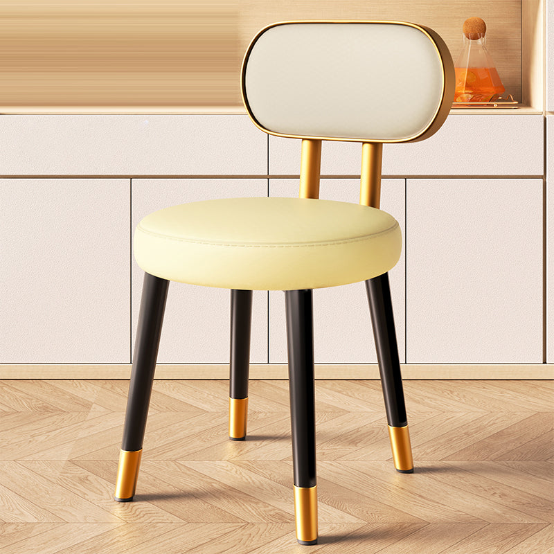 Contemporary Nordic Round Rectangular Carbon Steel Napa Leather Dining Chair Backrest For Dining Room