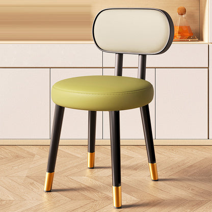 Contemporary Nordic Round Rectangular Carbon Steel Napa Leather Dining Chair Backrest For Dining Room