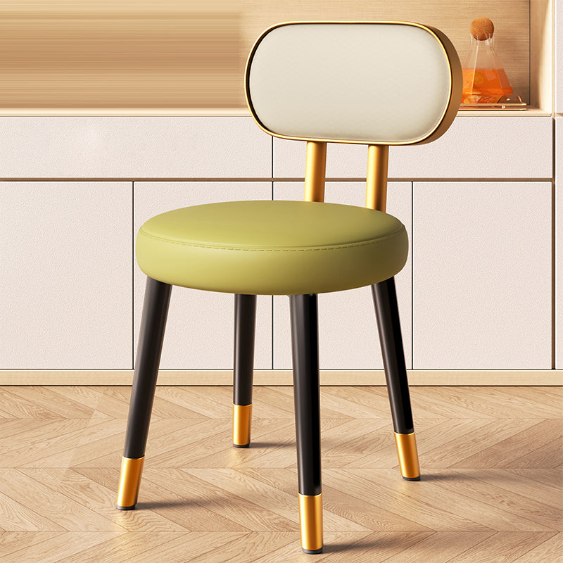 Contemporary Nordic Round Rectangular Carbon Steel Napa Leather Dining Chair Backrest For Dining Room