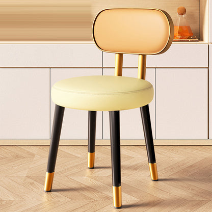 Contemporary Nordic Round Rectangular Carbon Steel Napa Leather Dining Chair Backrest For Dining Room