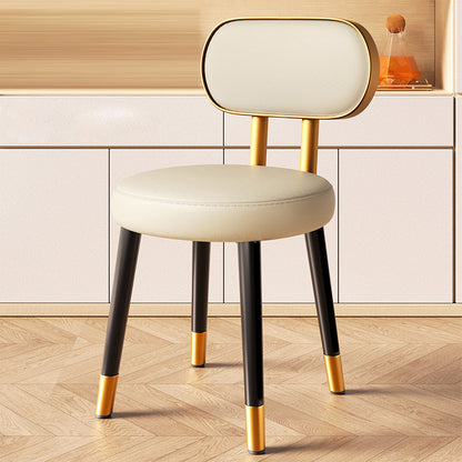 Contemporary Nordic Round Rectangular Carbon Steel Napa Leather Dining Chair Backrest For Dining Room