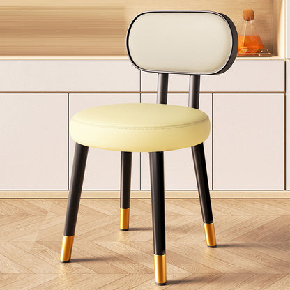 Contemporary Nordic Round Rectangular Carbon Steel Napa Leather Dining Chair Backrest For Dining Room