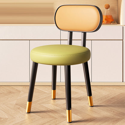 Contemporary Nordic Round Rectangular Carbon Steel Napa Leather Dining Chair Backrest For Dining Room