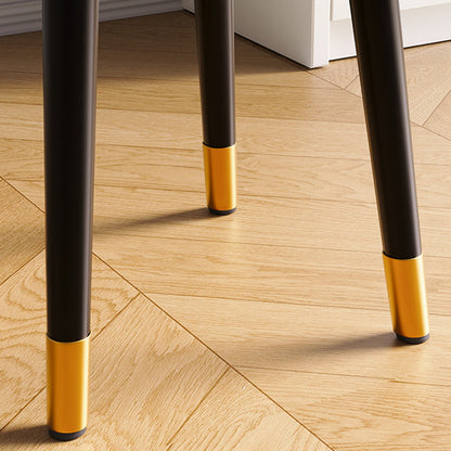 Contemporary Nordic Round Rectangular Carbon Steel Napa Leather Dining Chair Backrest For Dining Room