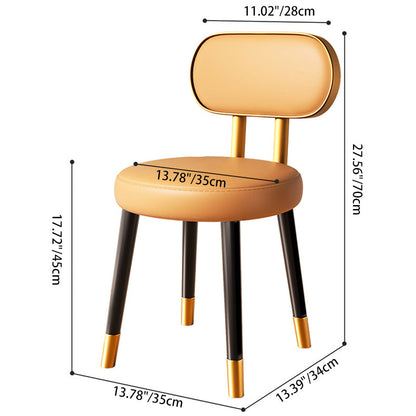 Contemporary Nordic Round Rectangular Carbon Steel Napa Leather Dining Chair Backrest For Dining Room