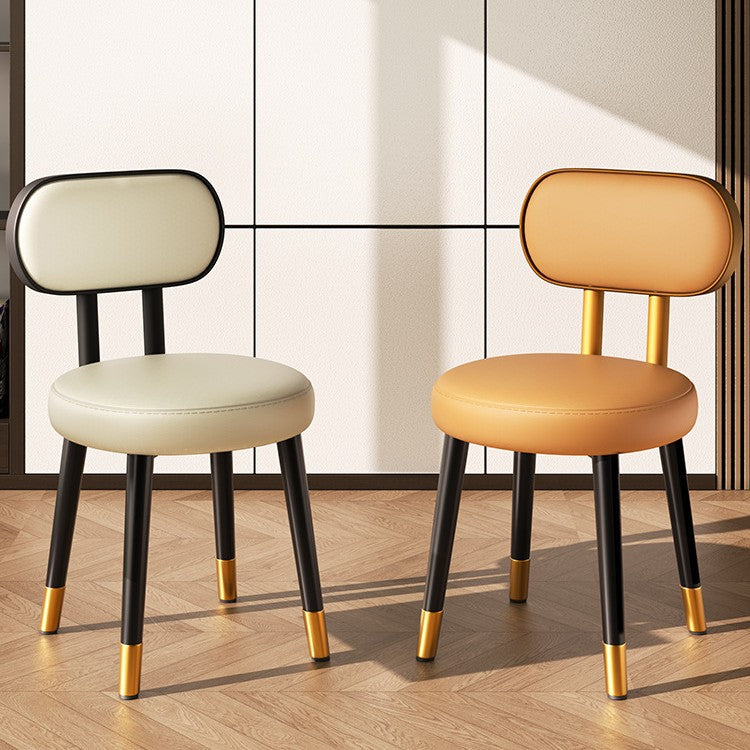 Contemporary Nordic Round Rectangular Carbon Steel Napa Leather Dining Chair Backrest For Dining Room