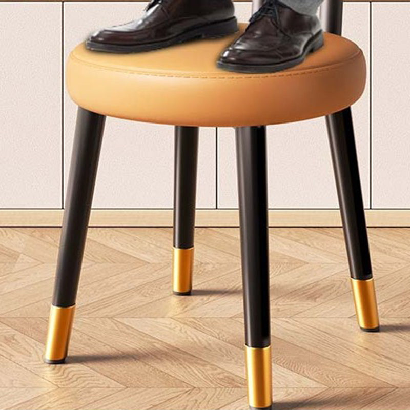 Contemporary Nordic Round Rectangular Carbon Steel Napa Leather Dining Chair Backrest For Dining Room