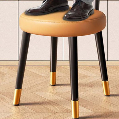 Contemporary Nordic Round Rectangular Carbon Steel Napa Leather Dining Chair Backrest For Dining Room