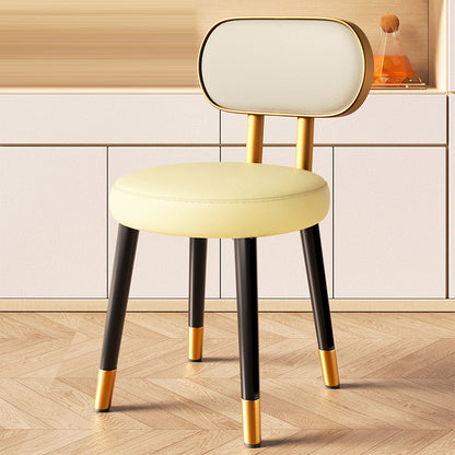 Contemporary Nordic Round Rectangular Carbon Steel Napa Leather Dining Chair Backrest For Dining Room