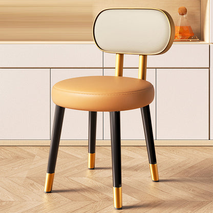 Contemporary Nordic Round Rectangular Carbon Steel Napa Leather Dining Chair Backrest For Dining Room