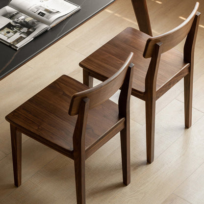 Traditional Vintage Square Rectangular Walnut Dining Chair Backrest For Dining Room