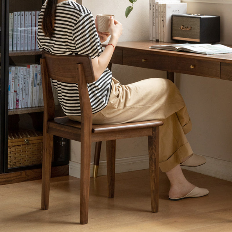 Traditional Vintage Square Rectangular Walnut Dining Chair Backrest For Dining Room