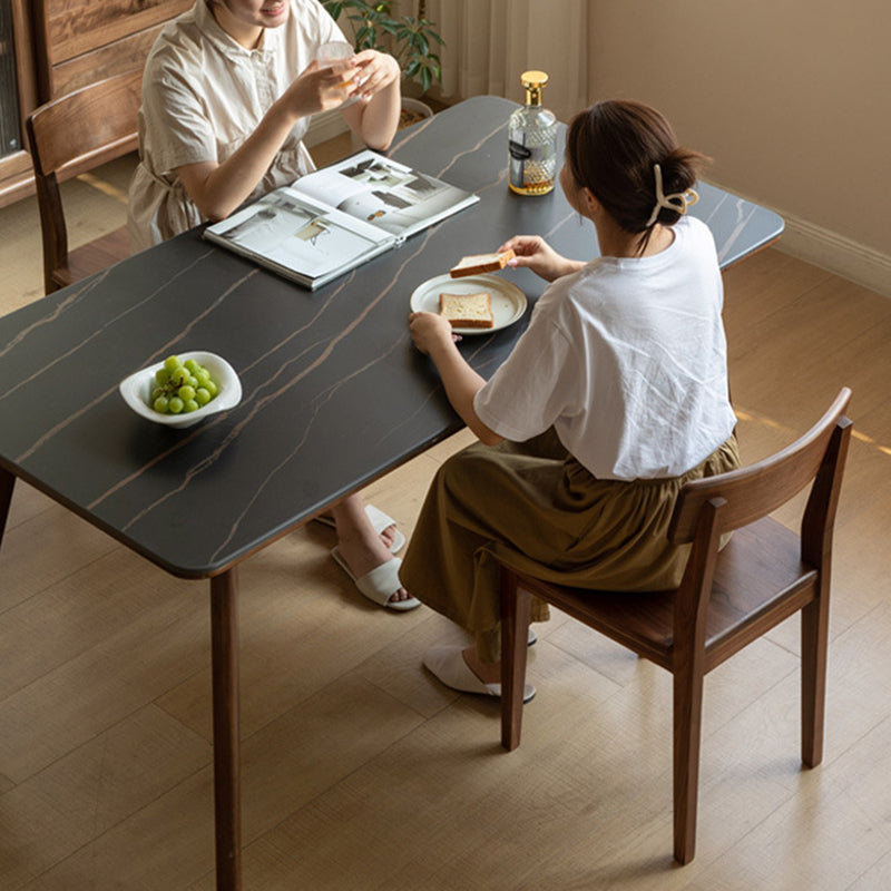 Traditional Vintage Square Rectangular Walnut Dining Chair Backrest For Dining Room
