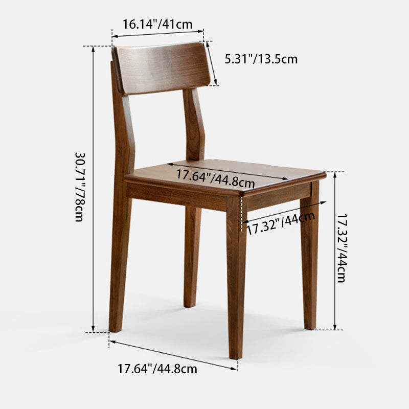 Traditional Vintage Square Rectangular Walnut Dining Chair Backrest For Dining Room