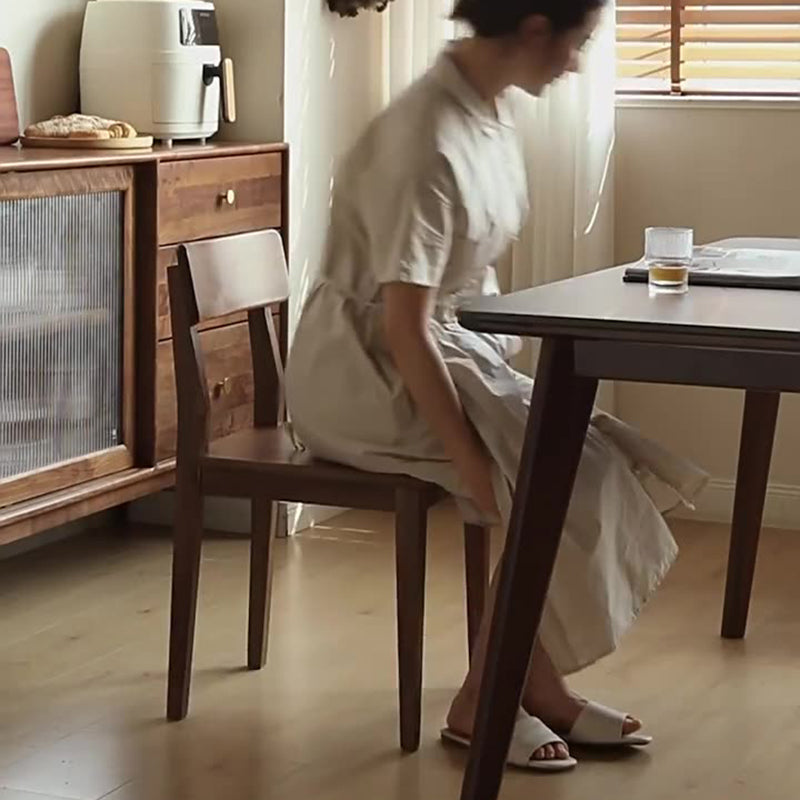 Traditional Vintage Square Rectangular Walnut Dining Chair Backrest For Dining Room