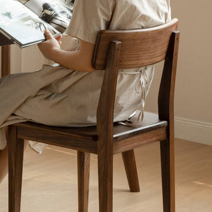 Traditional Vintage Square Rectangular Walnut Dining Chair Backrest For Dining Room