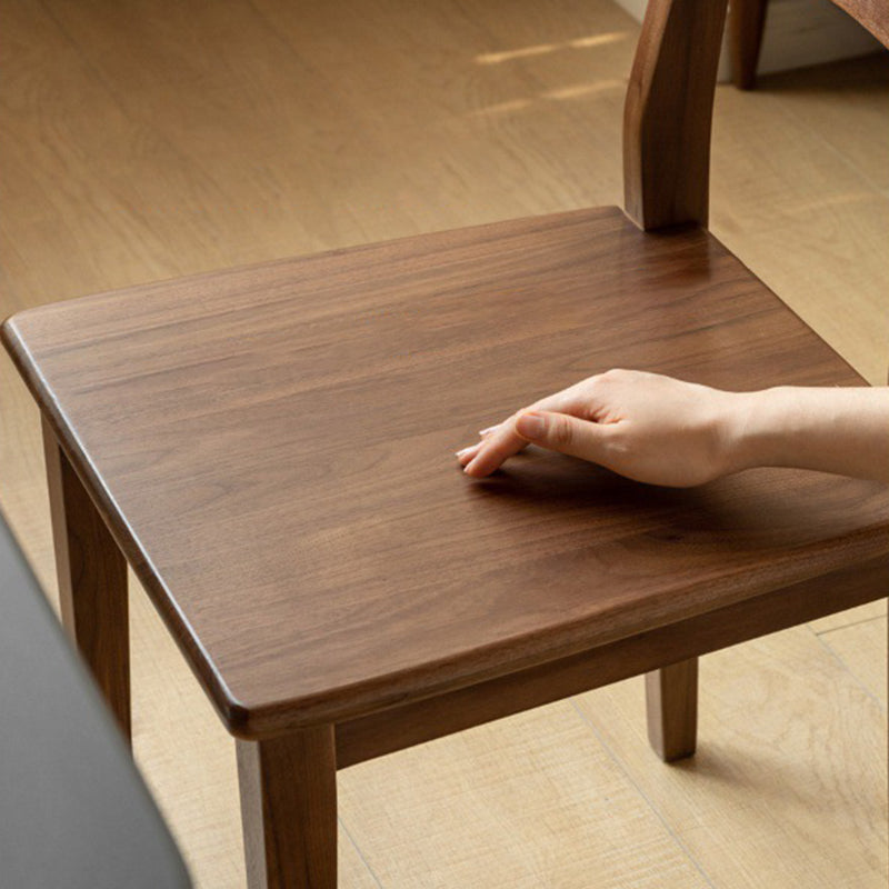 Traditional Vintage Square Rectangular Walnut Dining Chair Backrest For Dining Room