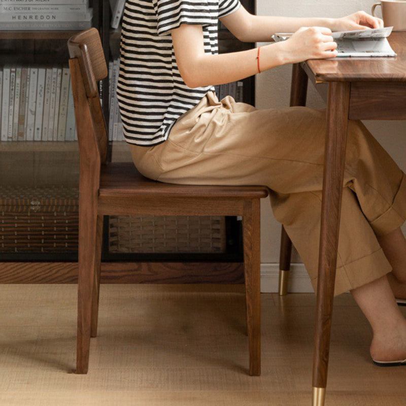 Traditional Vintage Square Rectangular Walnut Dining Chair Backrest For Dining Room