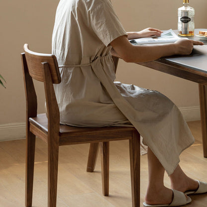Traditional Vintage Square Rectangular Walnut Dining Chair Backrest For Dining Room